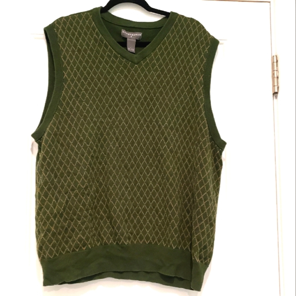 Saddlebred vest Green Beige Print Sz-L - Picture 4 of 6